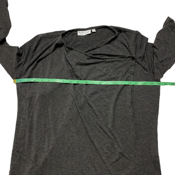 HABITAT CLOTHES TO LIVE IN Gray Black Stripe Rayon Knit Draped Cardigan Small - Picture 11 of 12